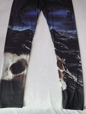 Hot Topic Black and Blue Skull Scene Leggings